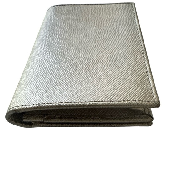 PRADA Saffiano Leather Card Case Wallet Metallic Silver Made in Italy - Picture 7 of 10